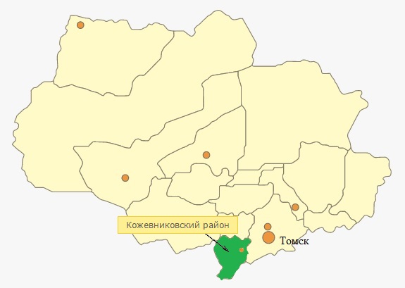 Файл:Кожевниковский район на карте Томской области .jpg