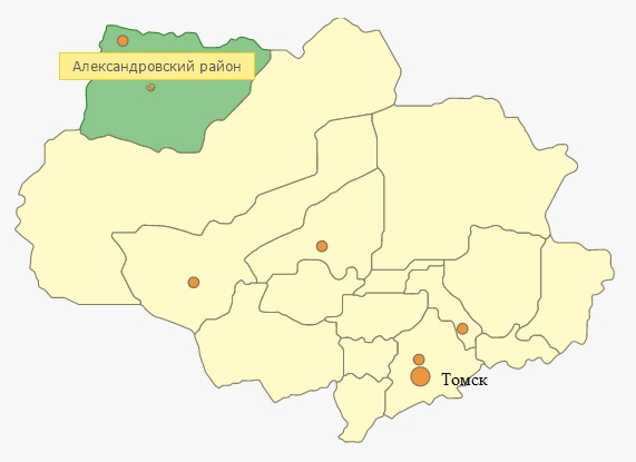 Файл:Александровский район на карте Томской области .jpg