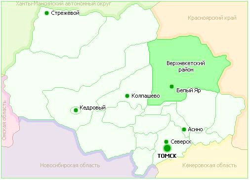 Файл:Верхнекетский район на карте Томской области.jpg